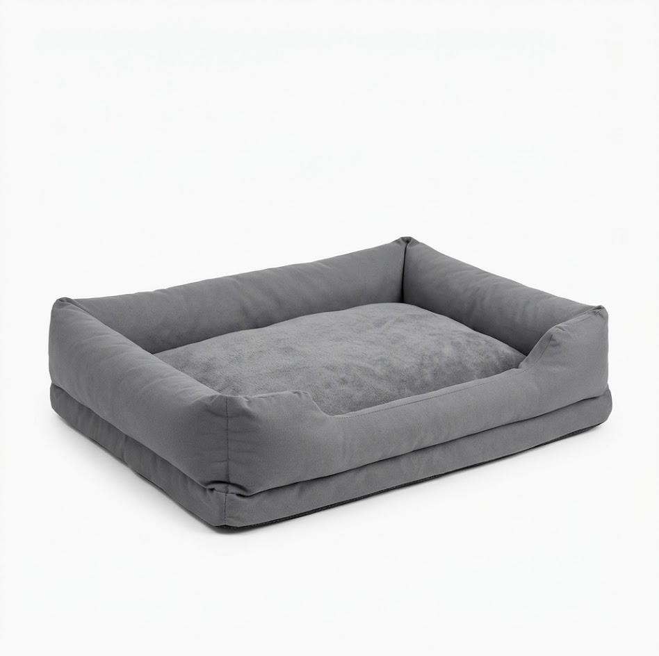 Gsydghsusvsvv-Pawk Orthopädisches Hundebett für mittelgroße Hunde, 89x63 cm, Memory Foam Hundekorb mit Nackenrolle, wasserdicht & waschbar, rutschfest, Grau
