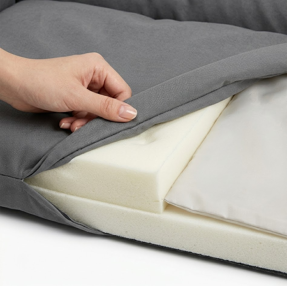 Gsydghsusvsvv-Pawk Orthopädisches Hundebett für mittelgroße Hunde, 89x63 cm, Memory Foam Hundekorb mit Nackenrolle, wasserdicht & waschbar, rutschfest, Grau